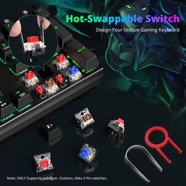 Redragon Mechanical Gaming Keyboard Wired Mechanical Keyboard with 11 Programmable Backlit Modes HotSwappable Red Switch AntiGhosting DoubleShot PBT Keycaps Light Up Keyboard for PC MacRGB QWERTY