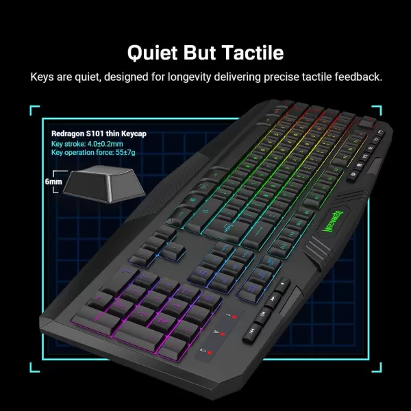 Redragon S101 Wired RGB Backlit Gaming Keyboard and Mouse Pad Gaming Headset Combo All in 1 PC Gamer Bundle for Windows PC C BlackWireless