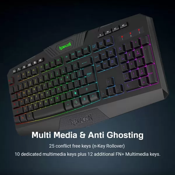 Redragon S101 Wired RGB Backlit Gaming Keyboard and Mouse Pad Gaming Headset Combo All in 1 PC Gamer Bundle for Windows PC C BlackWireless
