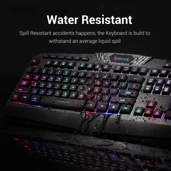 Redragon S101BB PC Gaming Keyboard Mouse Combo RGB LED Backlit Wired with Macro ampamp Multimedia Keys 8 Buttons RGB Backlit Mouse 7200 DPI for Windows Computer Gamers Gaming Mouse and Keyboard Set