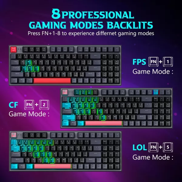Redragon Wired Mechanical Gaming Keyboard with RGB Backlit 94 Keys Programmable Macro Editing Numeric Pad Red Switches Compact Keyboard Mechanical for Pc Mac Ipad K636CLOBlackGrayRed