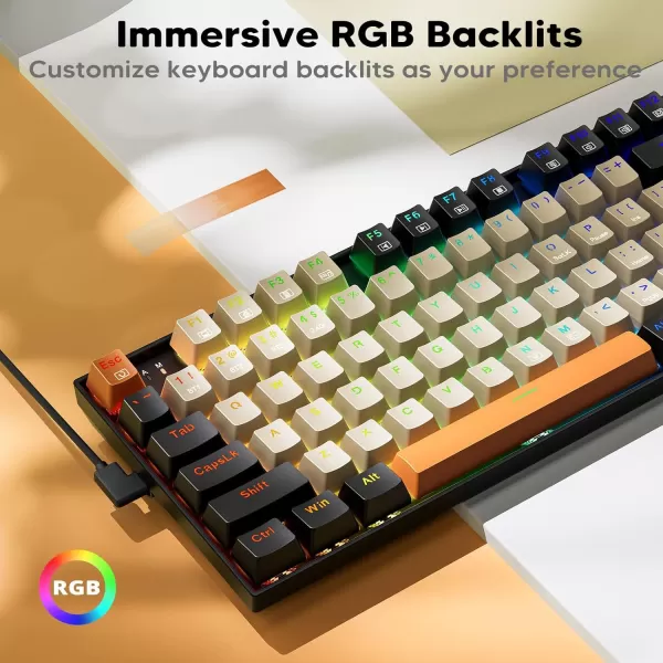 Redragon Wired Mechanical Gaming Keyboard with RGB Backlit 94 Keys Programmable Macro Editing Numeric Pad Red Switches Compact Keyboard Mechanical for Pc Mac Ipad K636CLOBlackBeigeOrange