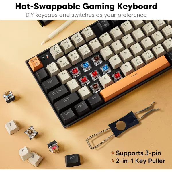Redragon Wired Mechanical Gaming Keyboard with RGB Backlit 94 Keys Programmable Macro Editing Numeric Pad Red Switches Compact Keyboard Mechanical for Pc Mac Ipad K636CLOBlackBeigeOrange