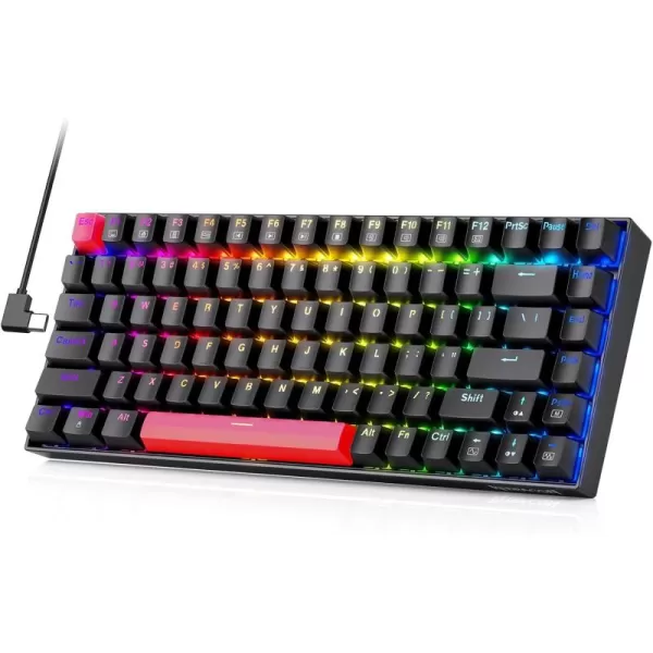 Mechanical Keyboard Full RGB 75 Gaming Keyboard with Red Switches Macro Editor Wired Keyboard 84 Keys for Windows Mac PC Laptop Tablet K629RGB84 key
