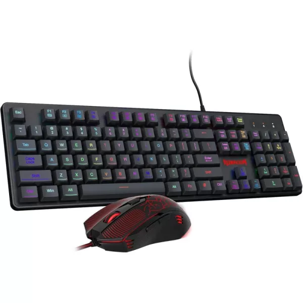 Redragon Gaming Keyboard and Mouse RGB Gaming Keyboard and 3200 DPI Mouse Combo with 26Key AntiGhosting Plug ampamp Play to PC Laptop Windows S107NewestBlackNew