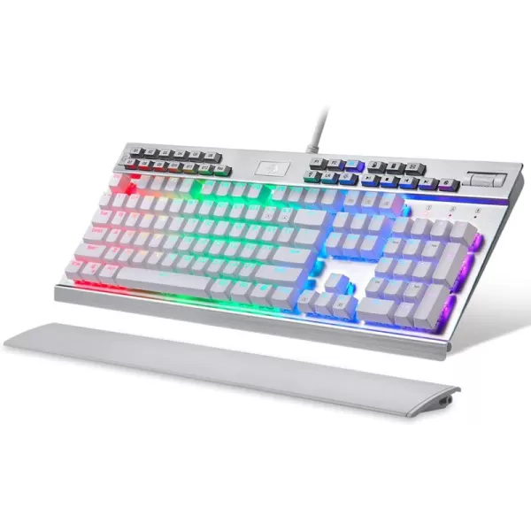 Redragon K550 Mechanical Gaming Keyboard RGB LED Backlit with Brown Switches Macro Recording Wrist Rest Volume Control Full Size Yama USB Passthrough for Windows PC Gamer White