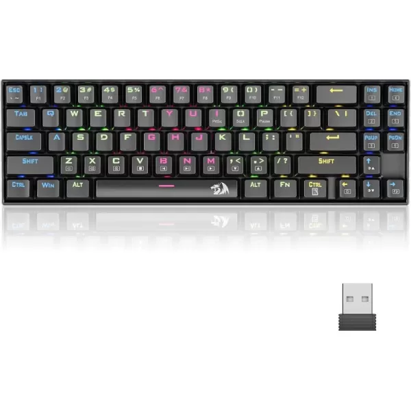 Redragon K551R Mechanical Gaming Keyboard with Blue Switches Vara 104 Keys Numpad Tactile USB Wired Computer Keyboard Steel Construction for Windows PC Games Black Rainbow LED Backlit