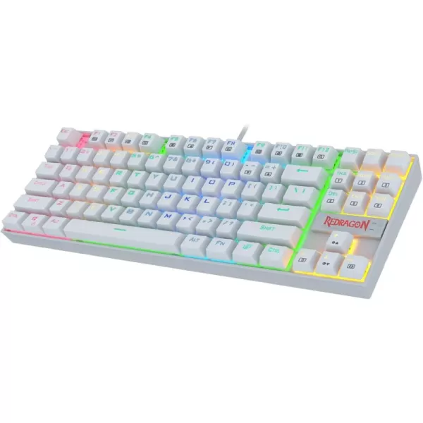 Redragon K552 Mechanical Gaming Keyboard RGB LED Backlit Wired with AntiDust Proof Switches for Windows PC White 87 Key Brown Switches