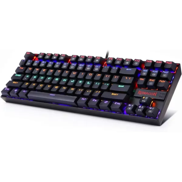 Redragon K552 Mechanical Gaming Keyboard Rainbow LED Backlit Wired with AntiDust Proof Switches for Windows PC Black 87 Keys Brown Switches