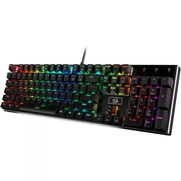 Redragon K556 RGB LED Backlit Wired Mechanical Gaming Keyboard 104 Keys HotSwap Mechanical Keyboard wAluminum Base Upgraded Socket and Noise Absorbing Foams Soft Tactile Brown SwitchBrown Switch