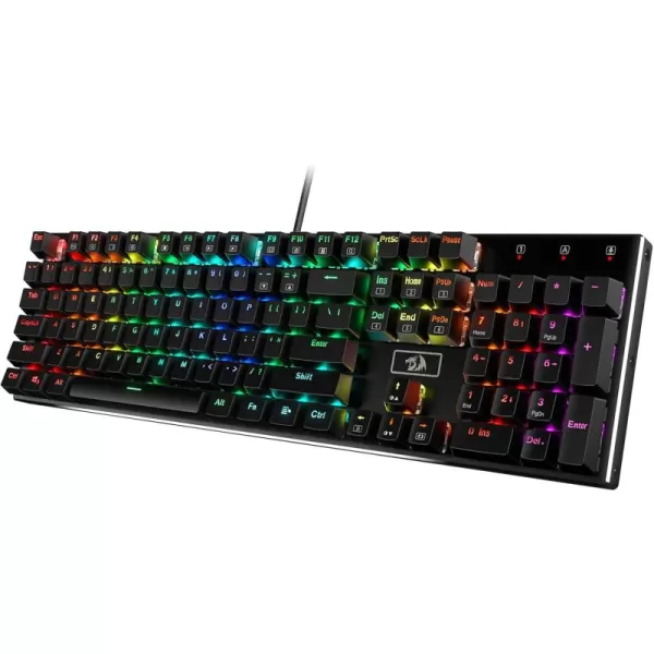 Redragon K556 RGB LED Backlit Wired Mechanical Gaming Keyboard 104 Keys HotSwap Mechanical Keyboard wAluminum Base Upgraded Socket and Noise Absorbing Foams Soft Tactile Brown SwitchRed Switch