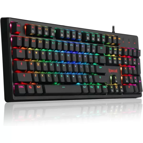 Redragon K578 Mechanical Gaming Keyboard Wired USB RGB LED Backlit 104 Keys Mechanical Gamers Keyboard for Computer PC Laptop Quiet Brown Switches