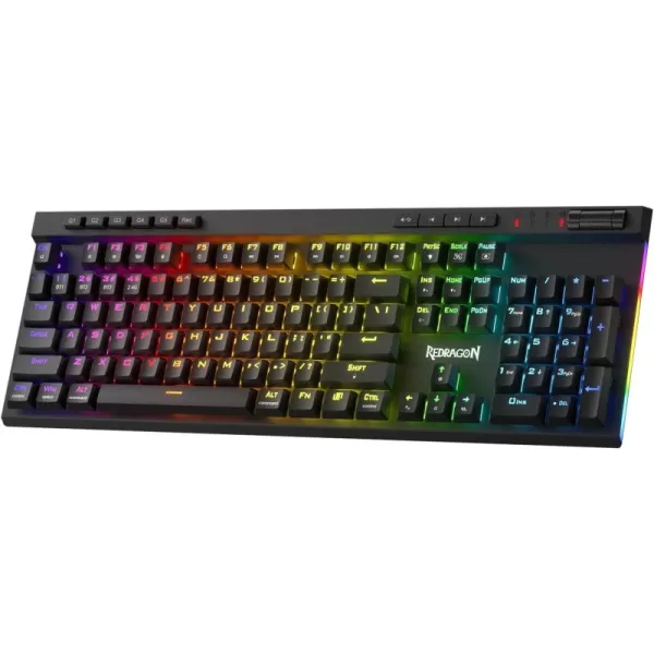 Redragon K580 VATA RGB LED Backlit Mechanical Gaming Keyboard with Macro Keys ampamp Dedicated Media Controls HotSwappable Socket Onboard Macro Recording Blue SwitchesRed Switch