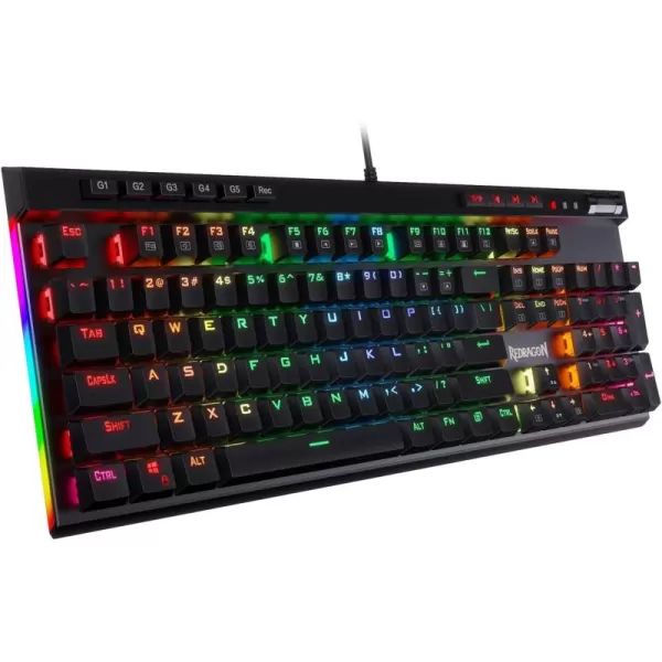 Redragon K580 VATA RGB LED Backlit Mechanical Gaming Keyboard with Macro Keys ampamp Dedicated Media Controls HotSwappable Socket Onboard Macro Recording Blue SwitchesBrown Switch