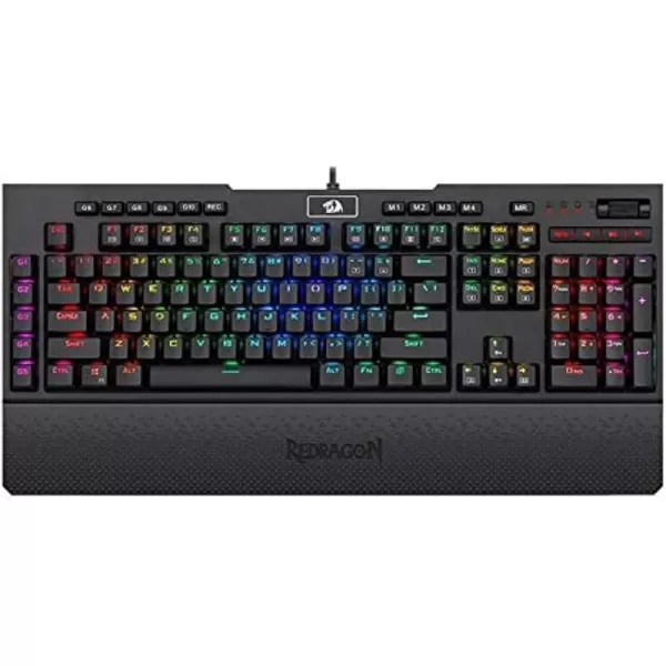 Redragon K586 RGB Mechanical Gaming Keyboard 10 Dedicated Macro Keys Convenient Media Control and Detachable Wrist Rest Red Switch