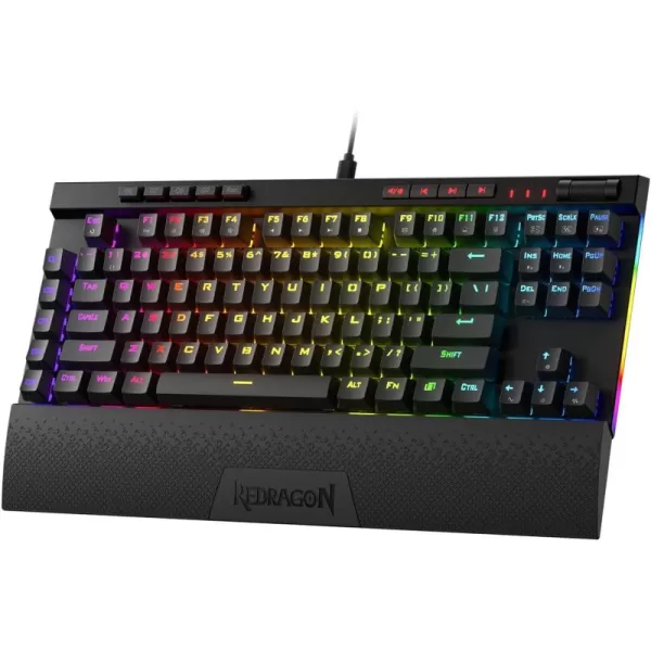 Redragon K587 TKL Wired RGB Mechanical 87 Keys Gaming Keyboard 9 Dedicated Macro G Keys Media Control wDetachable Wrist Rest HotSwap Linear Red SwitchesK587