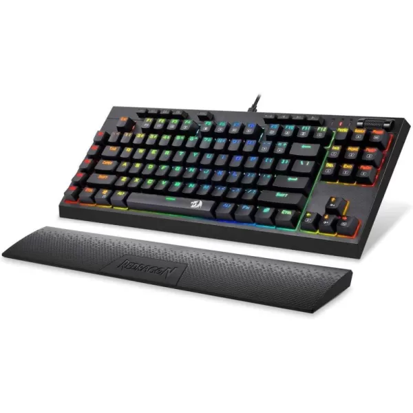 Redragon K588 RGB Backlit Mechanical Gaming Keyboard with Programmable Keys Macro Recording Blue Switches Compact Tenkeyless Design with Detachable Palm Rest ampamp USBC USB for Windows PC