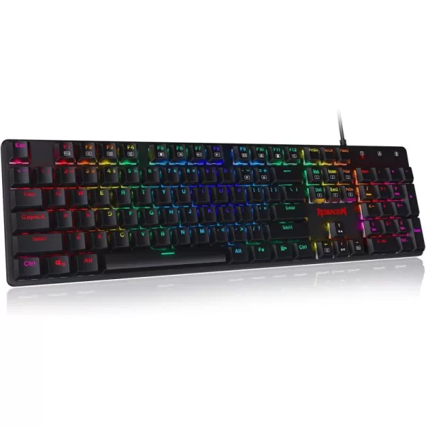 Redragon K589 Shrapnel RGB Low Profile Mechanical Gaming Keyboard 104 Keys Antighosting Mechanical Keyboard with Linear ampamp Quiet Red Switches Fast Actuation with Less Travel and Smooth Keys