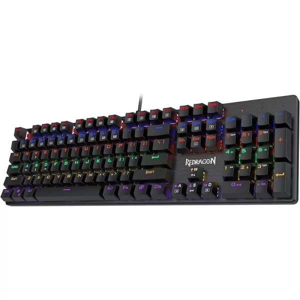 Redragon K608 Valheim Rainbow Gaming Keyboard 104 Keys NKRO Mechanical Keyboard wLinear and Quiet Red Switch