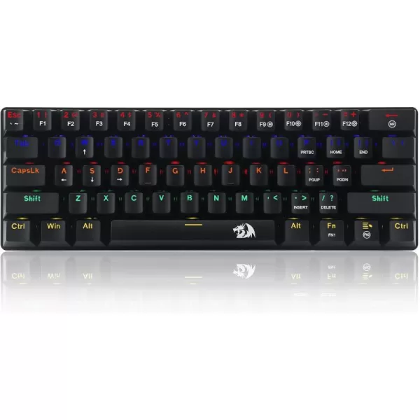 Redragon K613 60 Mini Mechanical Gaming Keyboard 61 Key Tenkeyless Rainbow LED Backlit Wired Computer Keyboard with Blue Switches for Windows PC