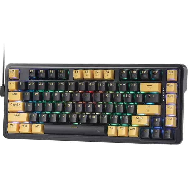 Redragon K649 78 Wired Gasket RGB Gaming Keyboard 82 Keys Layout HotSwap Compact Mechanical Keyboard wHotSwappable Socket Sound Absorbing Foam Quiet Custom Linear SwitchBlack  Yellow