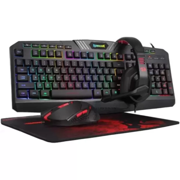 Redragon S101 Wired RGB Backlit Gaming Keyboard and Mouse Pad Gaming Headset Combo All in 1 PC Gamer Bundle for Windows PC C BlackKeyboard  Mouse  Headset and Mousepad