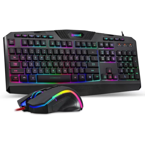 Redragon S101BB PC Gaming Keyboard Mouse Combo RGB LED Backlit Wired with Macro ampamp Multimedia Keys 8 Buttons RGB Backlit Mouse 7200 DPI for Windows Computer Gamers Gaming Mouse and Keyboard Set
