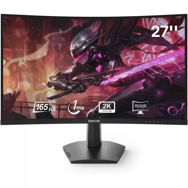 Redragon 27quot 144hz165HZ Flat Gaming Monitor QHD 2K 2560X1440 IPS Frameless Computer Monitor 1ms Response Time HDMI ampamp VGA Compatible VESA Wall Mount27inch