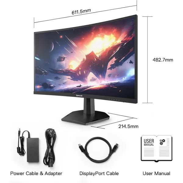 Redragon 27quot 144hz165HZ Flat Gaming Monitor QHD 2K 2560X1440 IPS Frameless Computer Monitor 1ms Response Time HDMI ampamp VGA Compatible VESA Wall Mount27inch