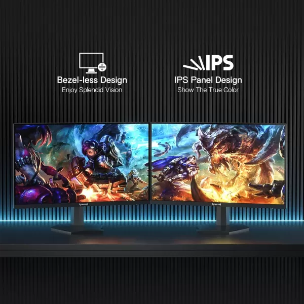 Redragon 27quot 144hz165HZ Flat Gaming Monitor QHD 2K 2560X1440 IPS Frameless Computer Monitor 1ms Response Time HDMI ampamp VGA Compatible VESA Wall Mount27inch