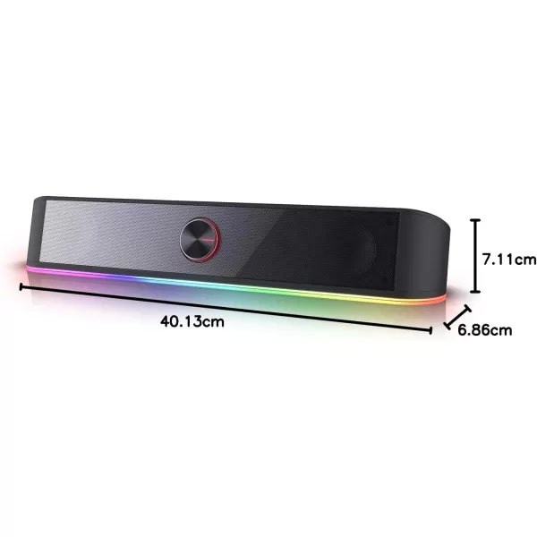 Redragon GS560 RGB Desktop Soundbar 20 Channel Computer Speaker with Dynamic Lighting Bar AudioLight SyncDisplay TouchControl Backlit with Volume Knob USB Powered w 35mm Cable BlackBlack