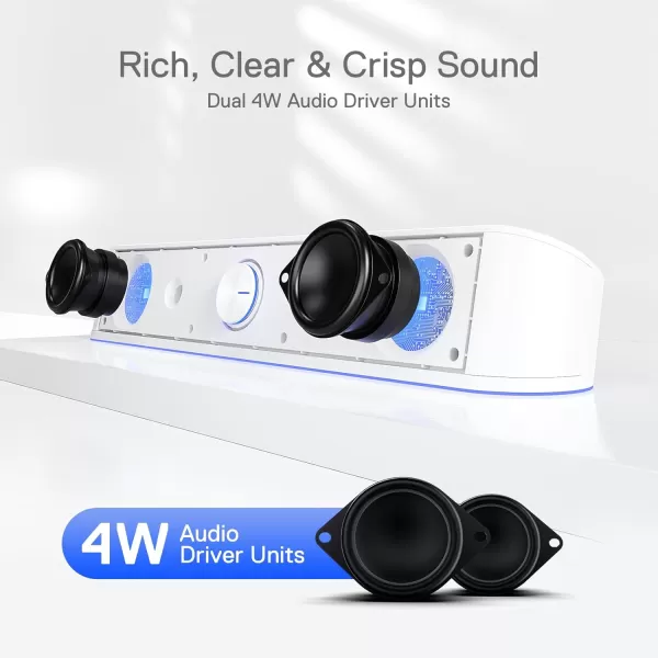 Redragon GS560 RGB Desktop Soundbar 20 Channel Computer Speaker with Dynamic Lighting Bar AudioLight SyncDisplay TouchControl Backlit with Volume Knob USB Powered w 35mm Cable BlackWhite
