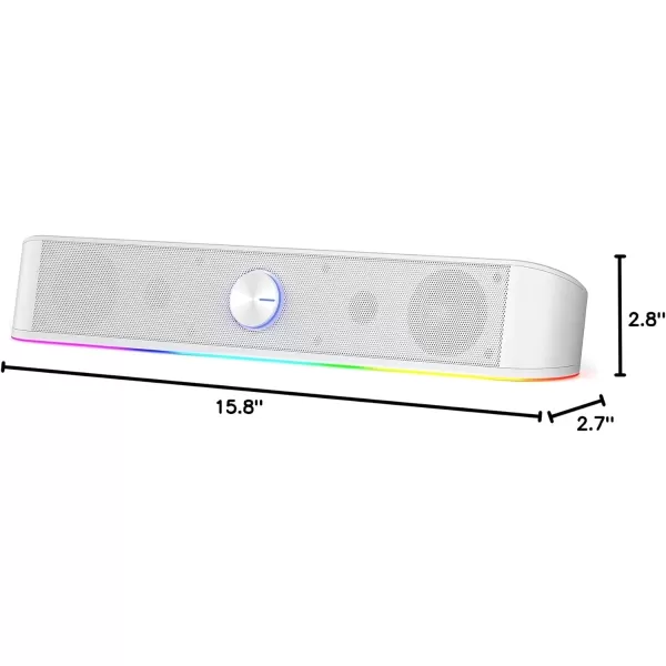 Redragon GS560 RGB Desktop Soundbar 20 Channel Computer Speaker with Dynamic Lighting Bar AudioLight SyncDisplay TouchControl Backlit with Volume Knob USB Powered w 35mm Cable BlackWhite