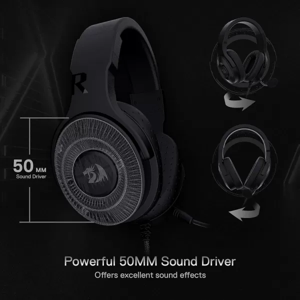 Redragon H350 White Wired Gaming Headset Dynamic RGB Backlight  Stereo SurroundSound  50MM Drivers  Detachable Microphone OverEar Headphones Works for PCPS4XBOX OneNSBlack