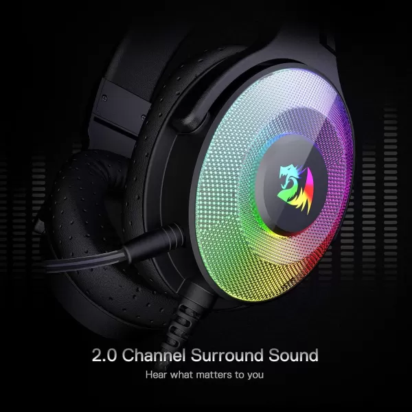 Redragon H350 White Wired Gaming Headset Dynamic RGB Backlight  Stereo SurroundSound  50MM Drivers  Detachable Microphone OverEar Headphones Works for PCPS4XBOX OneNSBlack