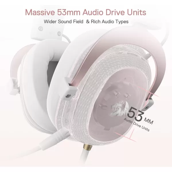 Redragon H510 Zeus Wired Gaming Headset  71 Surround Sound  Memory Foam Ear Pads  53MM Drivers  Detachable Microphone Works for MultiPlatforms PC PS43 ampamp Xbox OneSeries X NSWhite H510