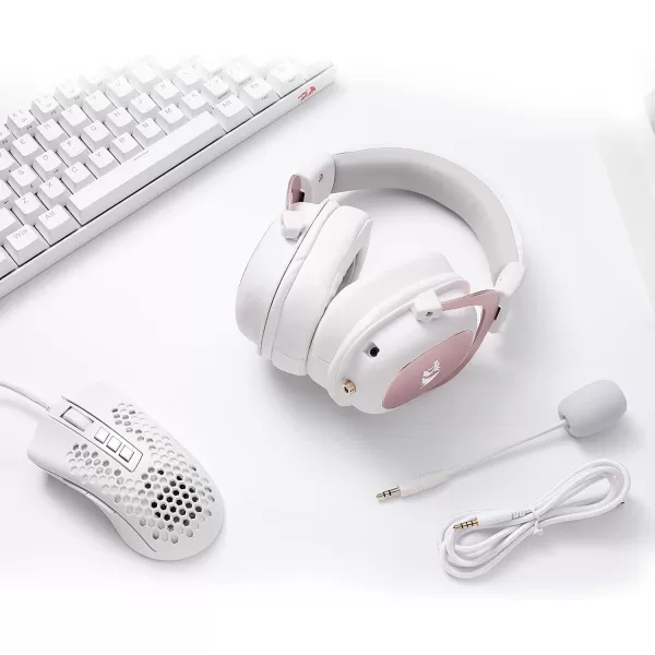 Redragon H510 Zeus Wired Gaming Headset  71 Surround Sound  Memory Foam Ear Pads  53MM Drivers  Detachable Microphone Works for MultiPlatforms PC PS43 ampamp Xbox OneSeries X NSWhite H510