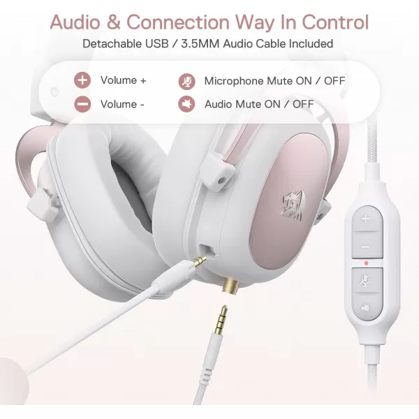 Redragon H510 Zeus Wired Gaming Headset  71 Surround Sound  Memory Foam Ear Pads  53MM Drivers  Detachable Microphone Works for MultiPlatforms PC PS43 ampamp Xbox OneSeries X NSWhite H510