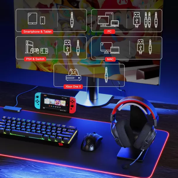 Redragon H510 Zeus Wired Gaming Headset  71 Surround Sound  Memory Foam Ear Pads  53MM Drivers  Detachable Microphone Works for MultiPlatforms PC PS43 ampamp Xbox OneSeries X NSBlack Wireless H510 PRO