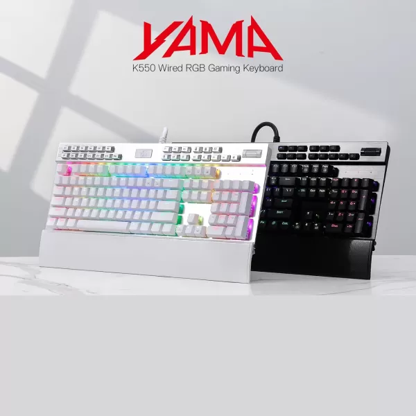 Redragon K550 RGB Gaming Keyboard 104 Keys  12 Macro G Keys Wired Mechanical Keyboard wAluminum Top Plate Custom Clicky Purple Switch Extra USB Port ampamp Wrist RestWhite