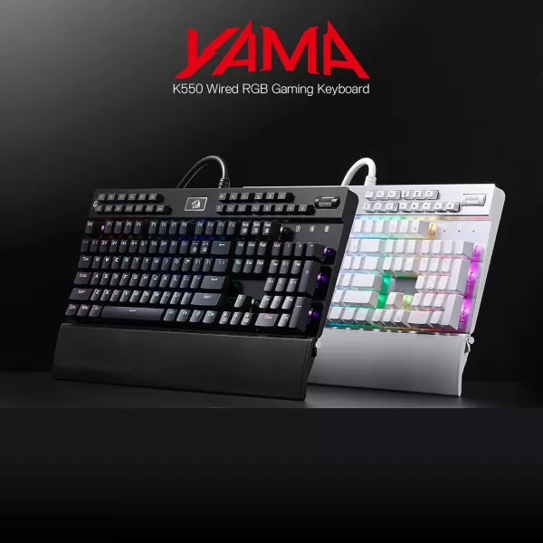 Redragon K550 RGB Gaming Keyboard 104 Keys  12 Macro G Keys Wired Mechanical Keyboard wAluminum Top Plate Custom Clicky Purple Switch Extra USB Port ampamp Wrist RestBlack