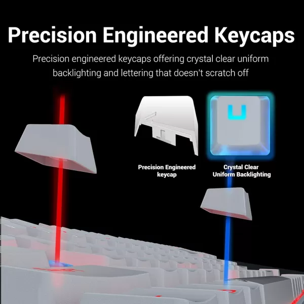 Redragon K552 Mechanical Gaming Keyboard Rainbow LED Backlit Wired with AntiDust Proof Switches for Windows PC White 87 Keys Brown Switches