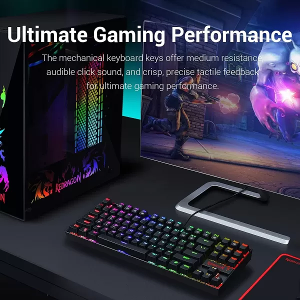 Redragon K552RGBBA Mechanical Gaming Keyboard and Mouse Combo Wired RGB LED Backlit 60 with Arrow Key Keyboard ampamp 7200 DPI Mouse for Windows PC Gamers Tenkeyless Keyboard Mouse Set