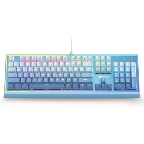 Redragon K556 SE RGB LED Backlit Wired Mechanical Gaming Keyboard Aluminum Base 104 Keys Upgraded Socket 35mm Sound Absorbing Foams HotSwap Linear Quiet Red Switch Gradient BlueK654 Wired