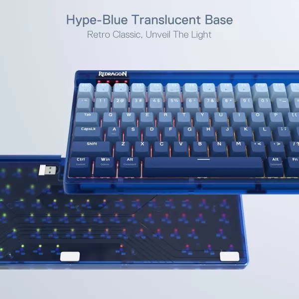 Redragon K556 SE RGB LED Backlit Wired Mechanical Gaming Keyboard Aluminum Base 104 Keys Upgraded Socket 35mm Sound Absorbing Foams HotSwap Linear Quiet Red Switch Gradient BlueK656 Translucent Wireless