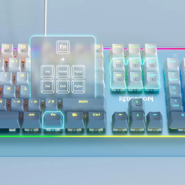 Redragon K556 SE RGB LED Backlit Wired Mechanical Gaming Keyboard Aluminum Base 104 Keys Upgraded Socket 35mm Sound Absorbing Foams HotSwap Linear Quiet Red Switch Gradient BlueK654 Wired