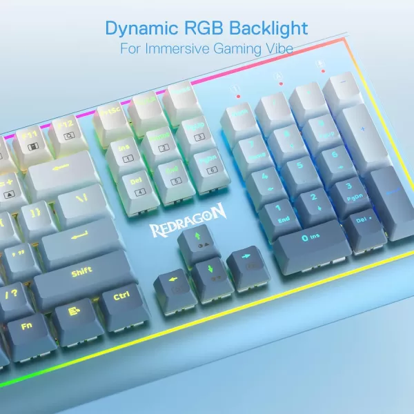 Redragon K556 SE RGB LED Backlit Wired Mechanical Gaming Keyboard Aluminum Base 104 Keys Upgraded Socket 35mm Sound Absorbing Foams HotSwap Linear Quiet Red Switch Gradient BlueK654 Wired