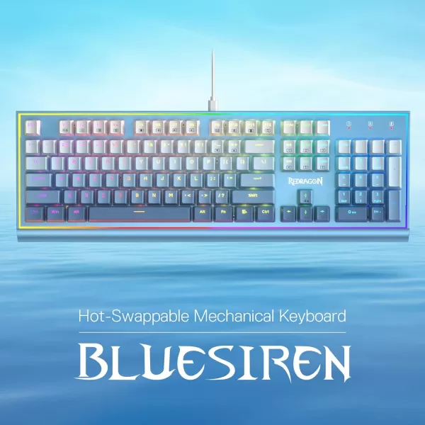 Redragon K556 SE RGB LED Backlit Wired Mechanical Gaming Keyboard Aluminum Base 104 Keys Upgraded Socket 35mm Sound Absorbing Foams HotSwap Linear Quiet Red Switch Gradient BlueK654 Wired