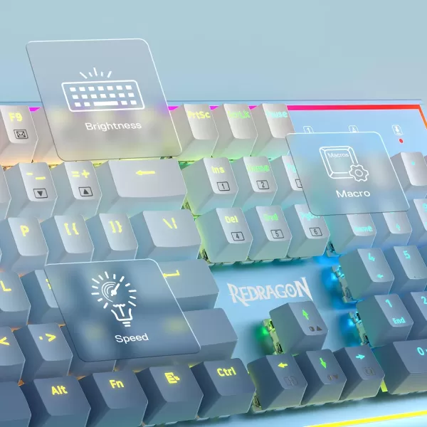 Redragon K556 SE RGB LED Backlit Wired Mechanical Gaming Keyboard Aluminum Base 104 Keys Upgraded Socket 35mm Sound Absorbing Foams HotSwap Linear Quiet Red Switch Gradient BlueK654 Wired