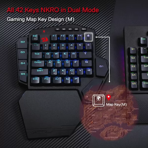 Redragon K585 PRO Wireless OneHanded Mechanical Keyboard 42 Keys 3Mode RGB 40 Gaming Keypad w 7 Onboard Macro Keys Detachable Wrist Support Rechargeable Battery Blue SwitchBrown Switch